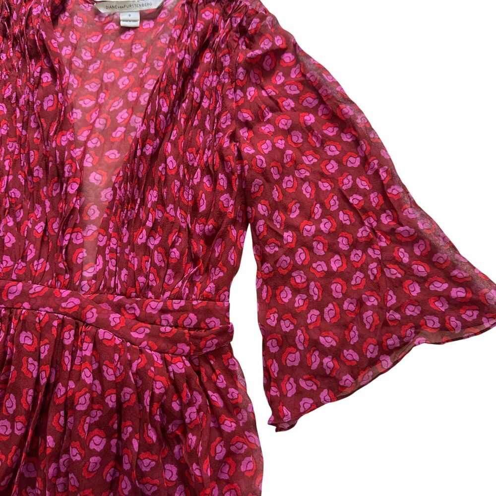 Diane Von Furstenberg ASO Zoey Dutch ALICIA Ballet Rose Garnet Wrap Dress Sz 0 - Picture 14 of 16